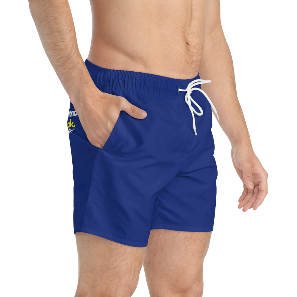 Mama Wak Blue Swim Trunks - Men’s Casual Beach Shorts